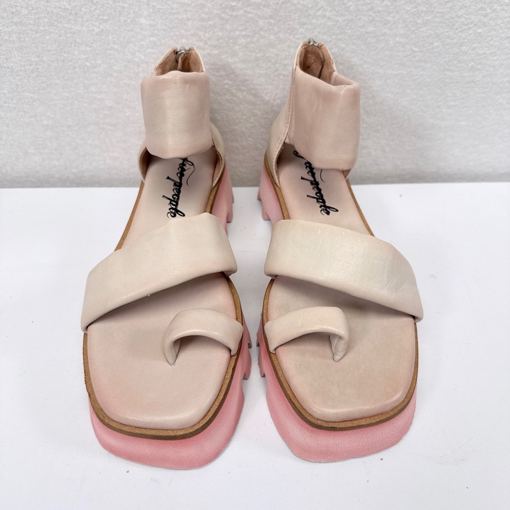 Free People Maddox Lug Sole Sandals Womens US 7.5 / EUR 38 Pink Platform Boho - Picture 4 of 8